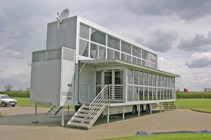 Double deck hospitality trailers for Audi